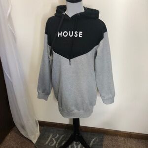 Armani exchange black and grey hooded cotton polyester draw string sweatshirt XS